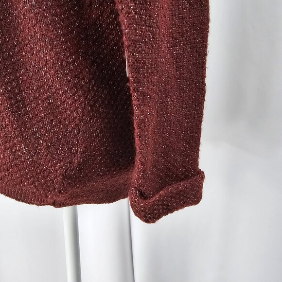 Pink Clover Women's Burgundy Open Front Rolled Cuff Cardigan Size SP NWT - Picture 7 of 16